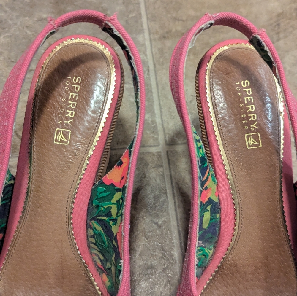 Sperry Women's Pink Peep-Toe Slingback Shoes - Picture 2 of 8